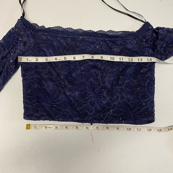 A.Byer  Blue Floral Long Sleeve 2 Piece Pleated Prom Dress - Picture 10 of 15